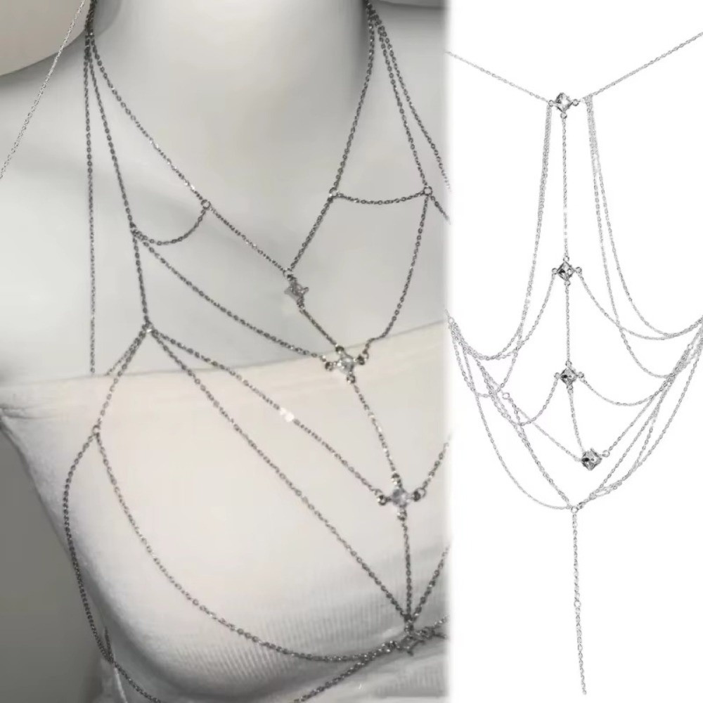 Body Jewelry Art - Glitter Rhinestone Bust Chain Multilayer Luxury