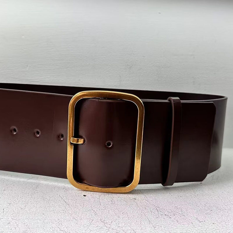 Body Jewelry Real Gold - Full‑Grain Real Leather Wide Waist Belt