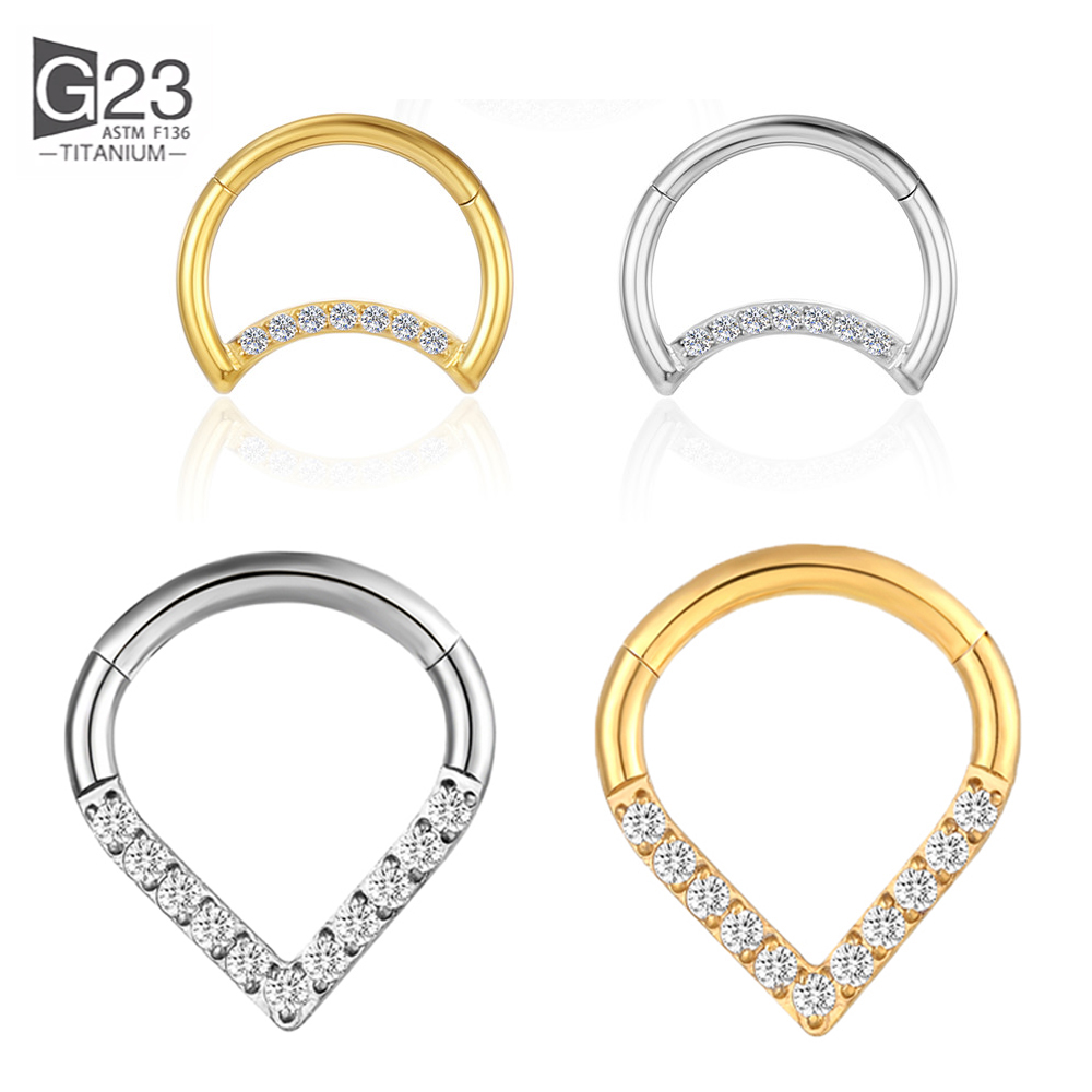 Septum Clicker Ring - F136 Titan Móc Giọt Lệ Phân