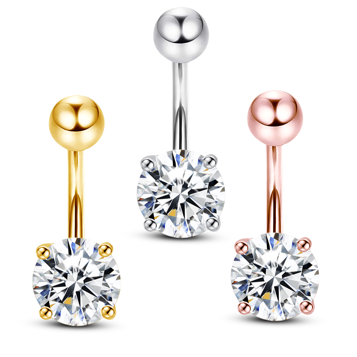 Body Jewelry Real Gold - Moissanite Navel Nail Piercings Belly Button