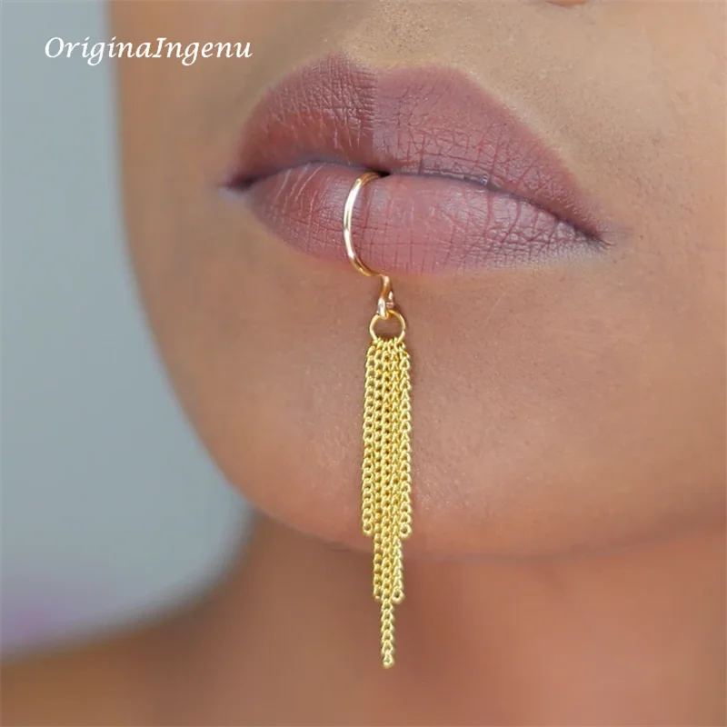14K Gold Filled Chain Lip cuff - đánh giá và giá Body Jewelry Lip Ring