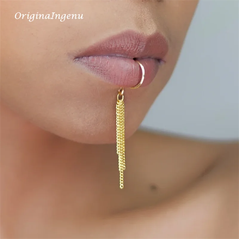 14K Gold Filled Chain Lip cuff - đánh giá và giá Body Jewelry Lip Ring