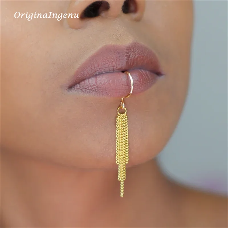 14K Gold Filled Chain Lip cuff - đánh giá và giá Body Jewelry Lip Ring