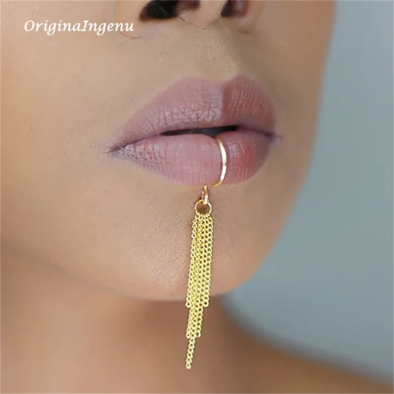14K Gold Filled Chain Lip cuff - đánh giá và giá Body Jewelry Lip Ring