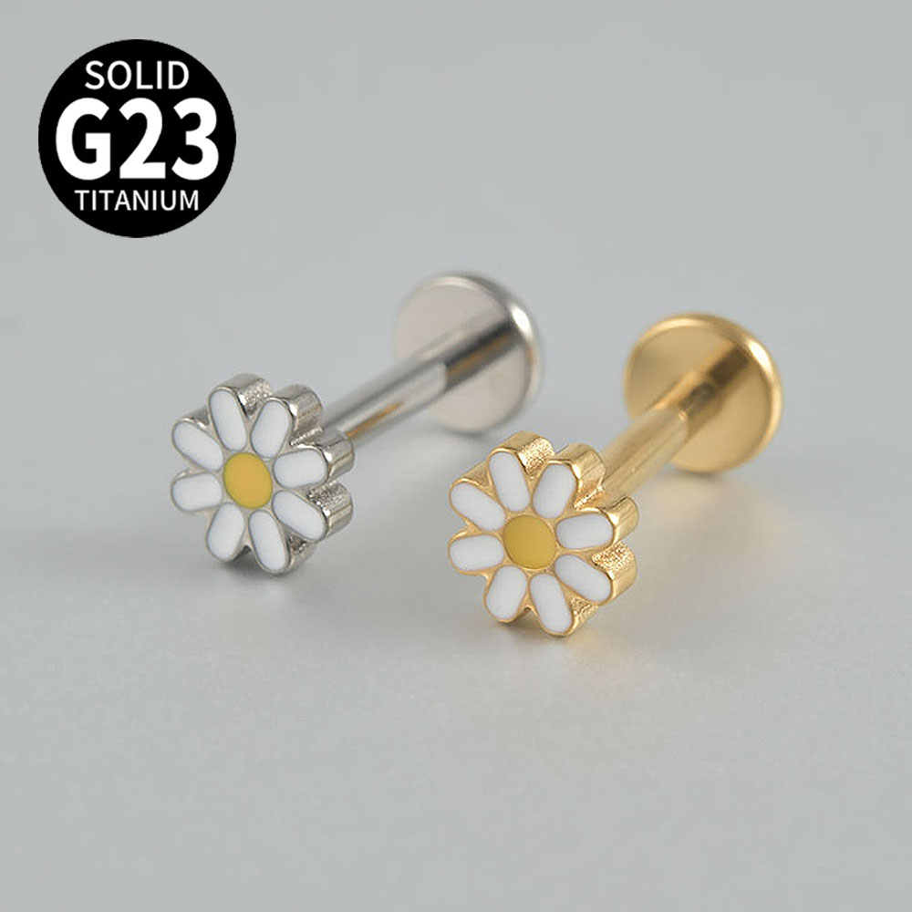 2-1PCS Titanium Daisy Sunflowe - đánh giá và giá Body Jewelry Threadless