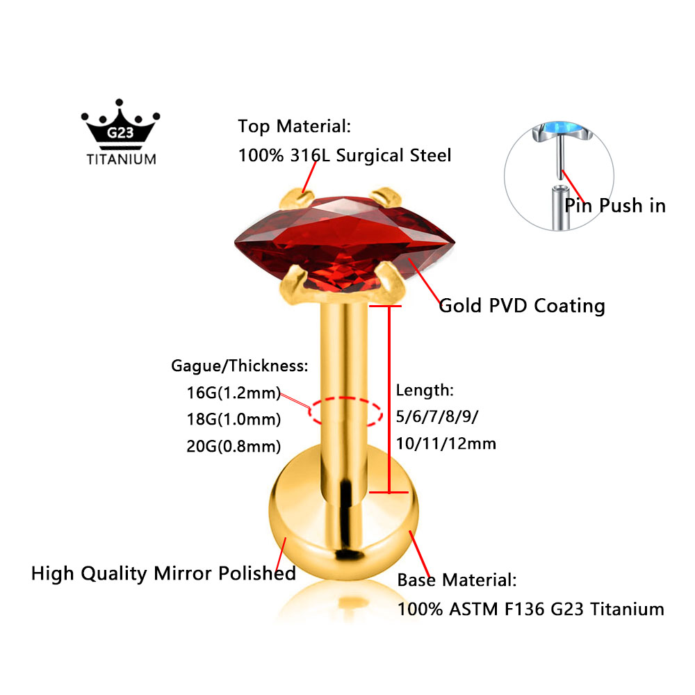 ASTM F136 G23 Titanium Marquis - đánh giá và giá Body Jewelry Threadless