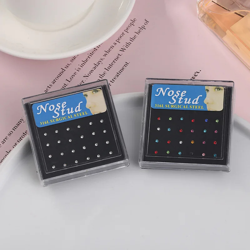 24pcs/box Crystal Nose Ring St - đánh giá và giá Body Jewelry Storage
