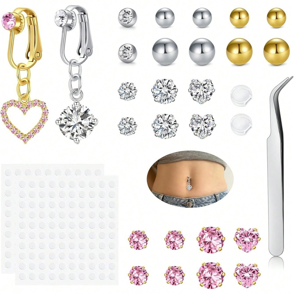 Gold Fake Belly Piercing Cubic - đánh giá và giá Body Jewelry Belly Button Rings
