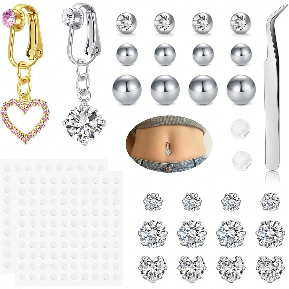 Gold Fake Belly Piercing Cubic - đánh giá và giá Body Jewelry Belly Button Rings