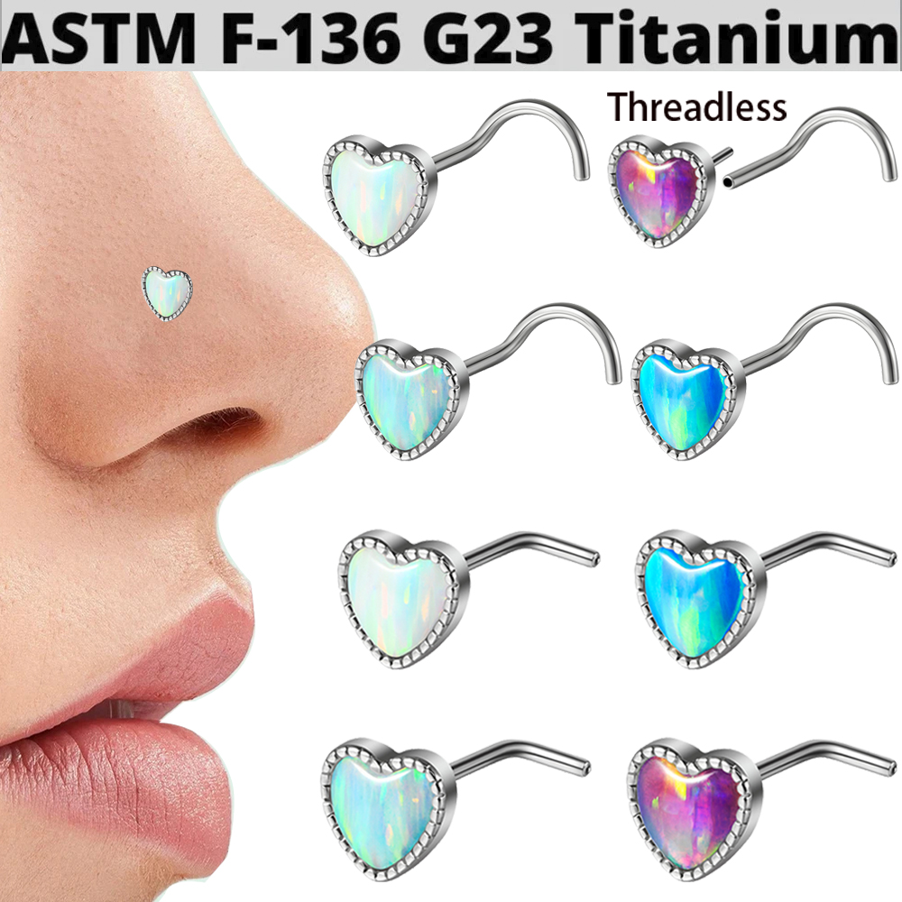 1PC Titanium Opal L Shape Nose - đánh giá và giá Body Jewelry Threadless