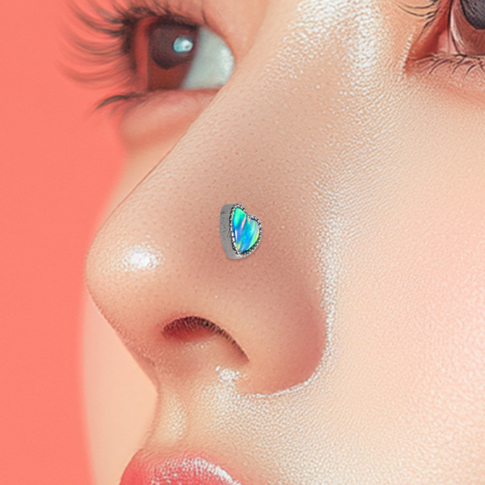 1PC Titanium Opal L Shape Nose - đánh giá và giá Body Jewelry Threadless