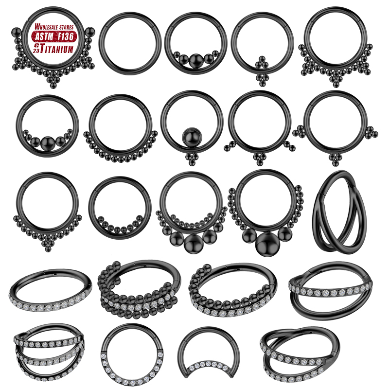 F136 Titanium Piercing Black N - đánh giá và giá Septum Clicker Ring