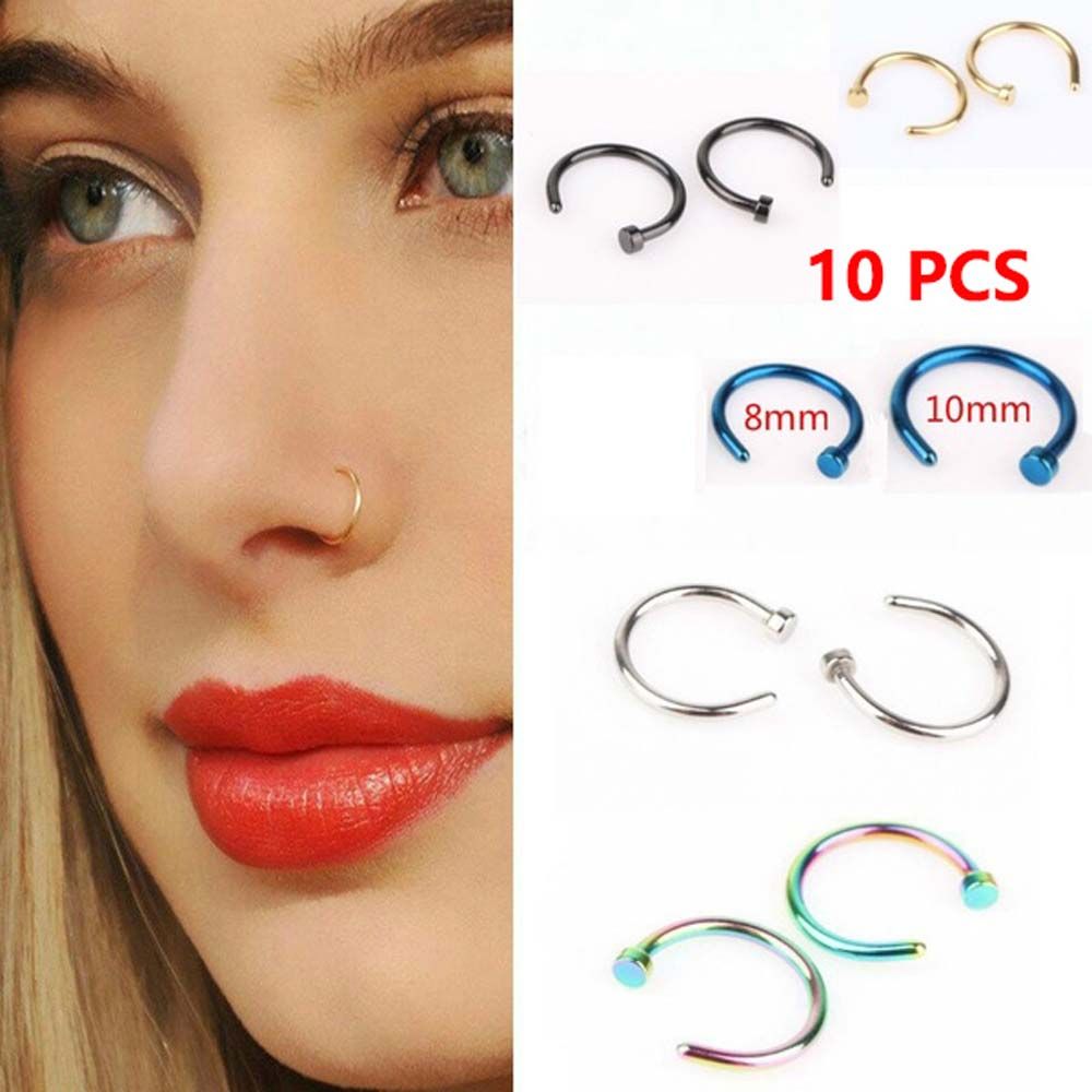 10 Pcs Thin Stainless Steel Fo - đánh giá và giá Body Jewelry Lip Ring