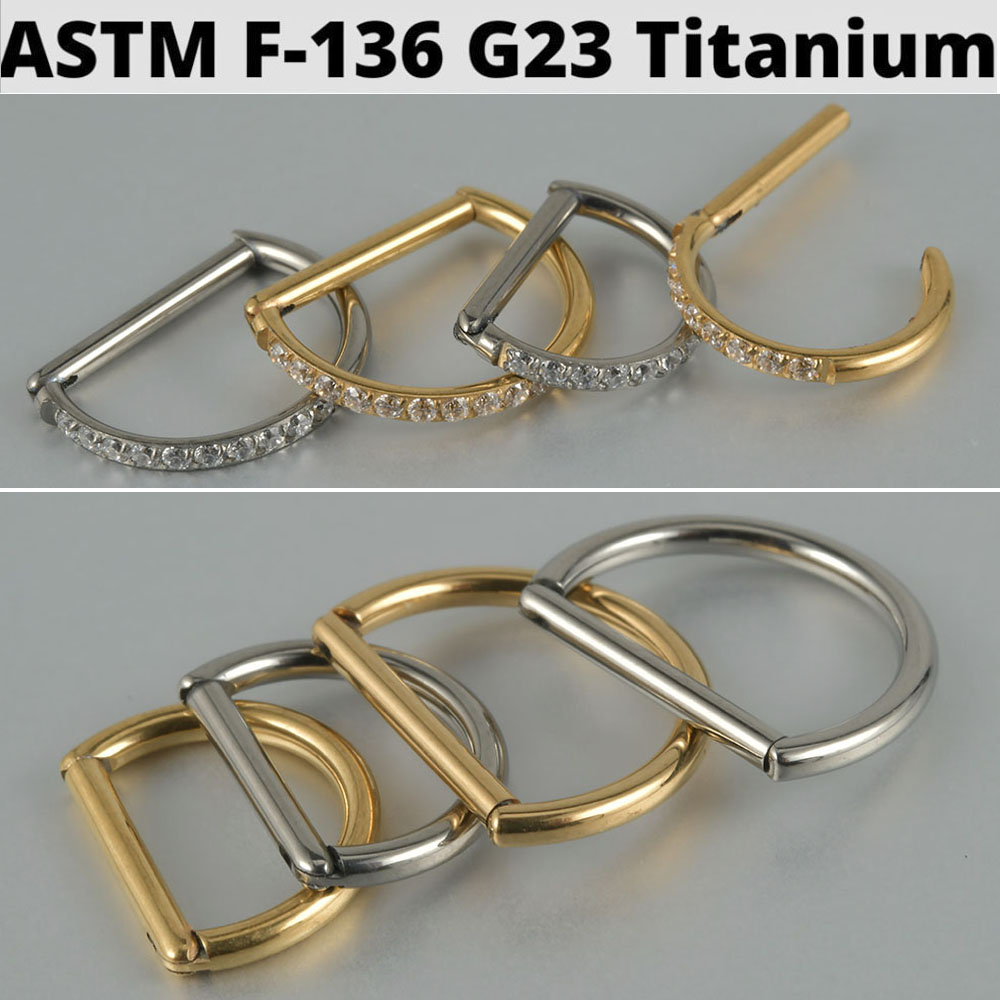 1PC D Shape G23 Solid Titanium - đánh giá và giá Septum Clicker Ring