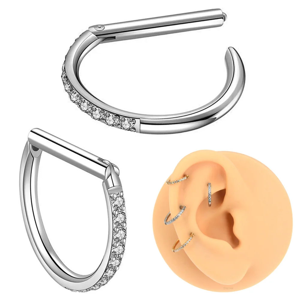 1PC D Shape G23 Solid Titanium - đánh giá và giá Septum Clicker Ring