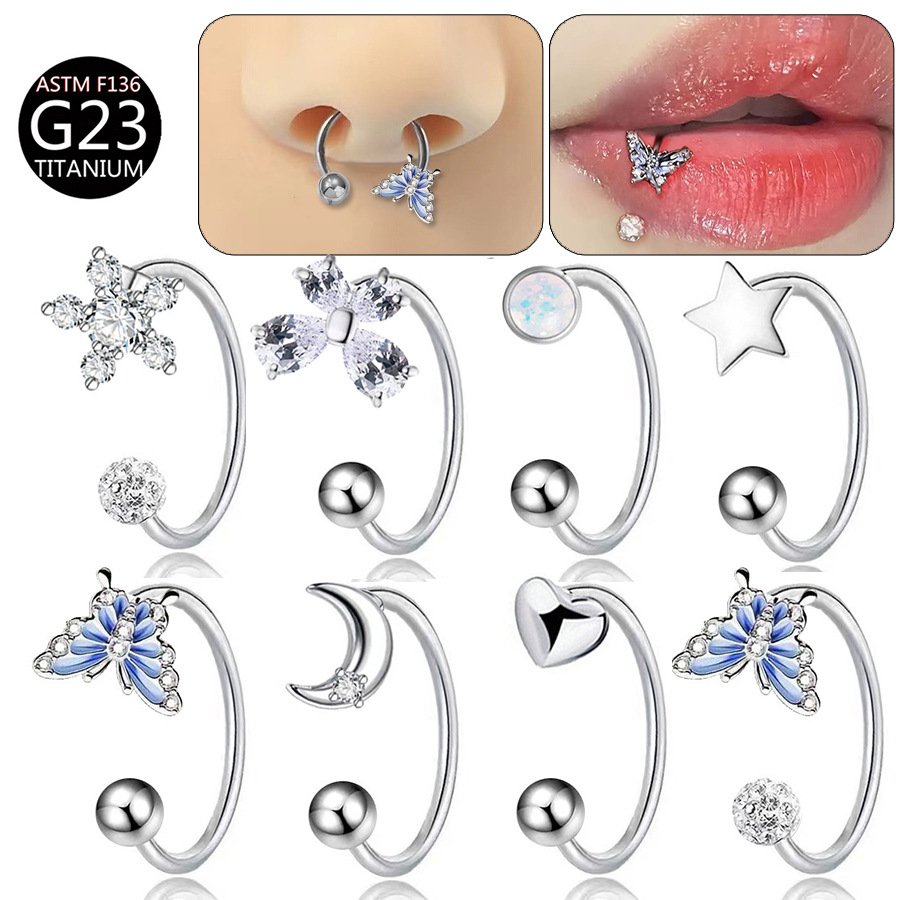ASTM F136 Titanium Butterfly L - đánh giá và giá Body Jewelry Lip Ring