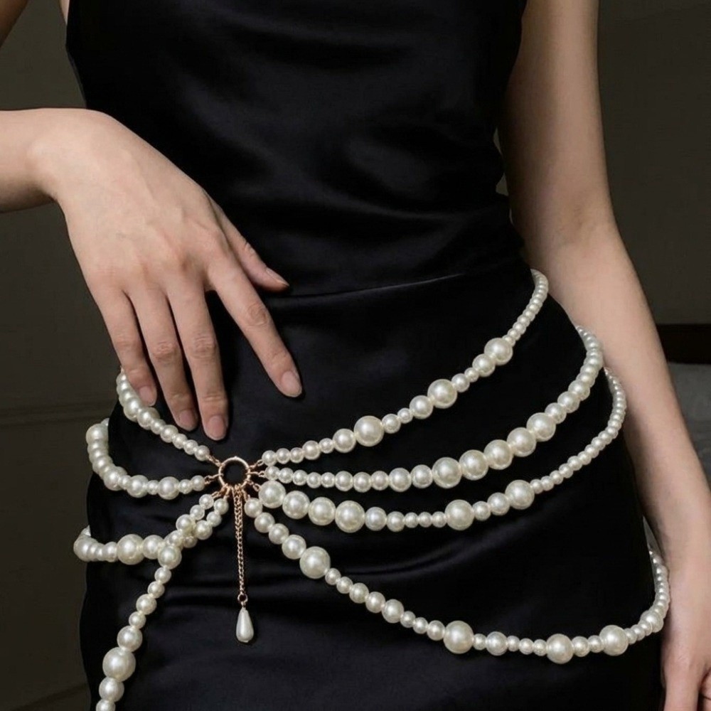 Unique Golden Pearl Waist Chai - đánh giá và giá Body Jewelry Y2K